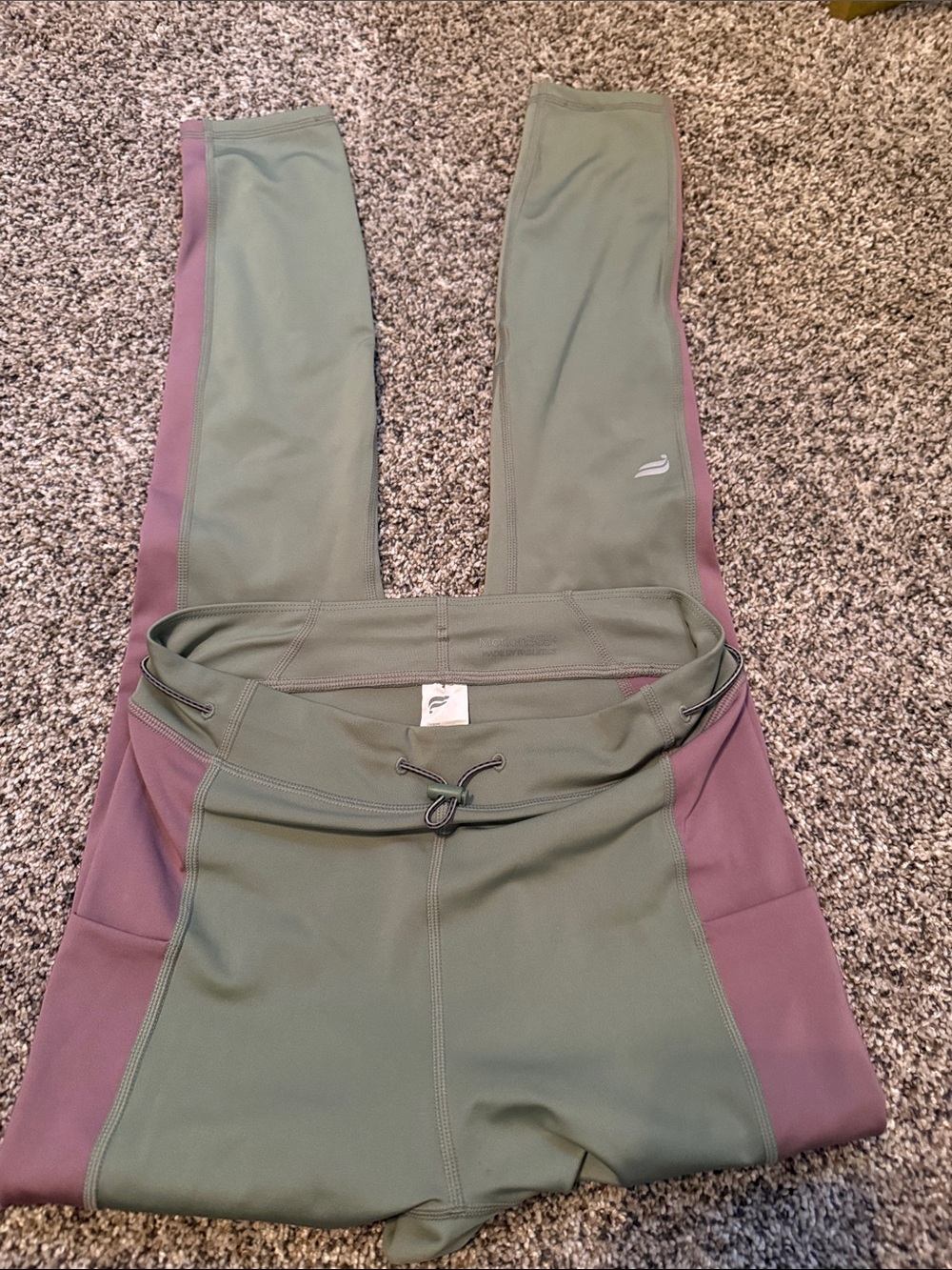 Colorblock Olive Green & Mauve Workout Leggings